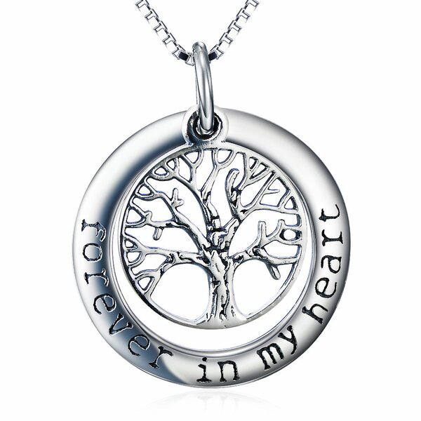 Anhnger Amulett Lebensbaum  forever in my heart  aus 925 Silber inkl. Kette im Etui